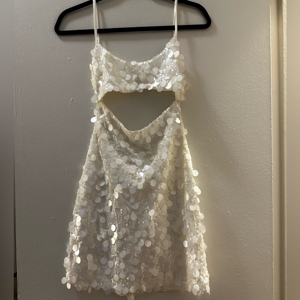 Meshki White Sequin Mini Dress